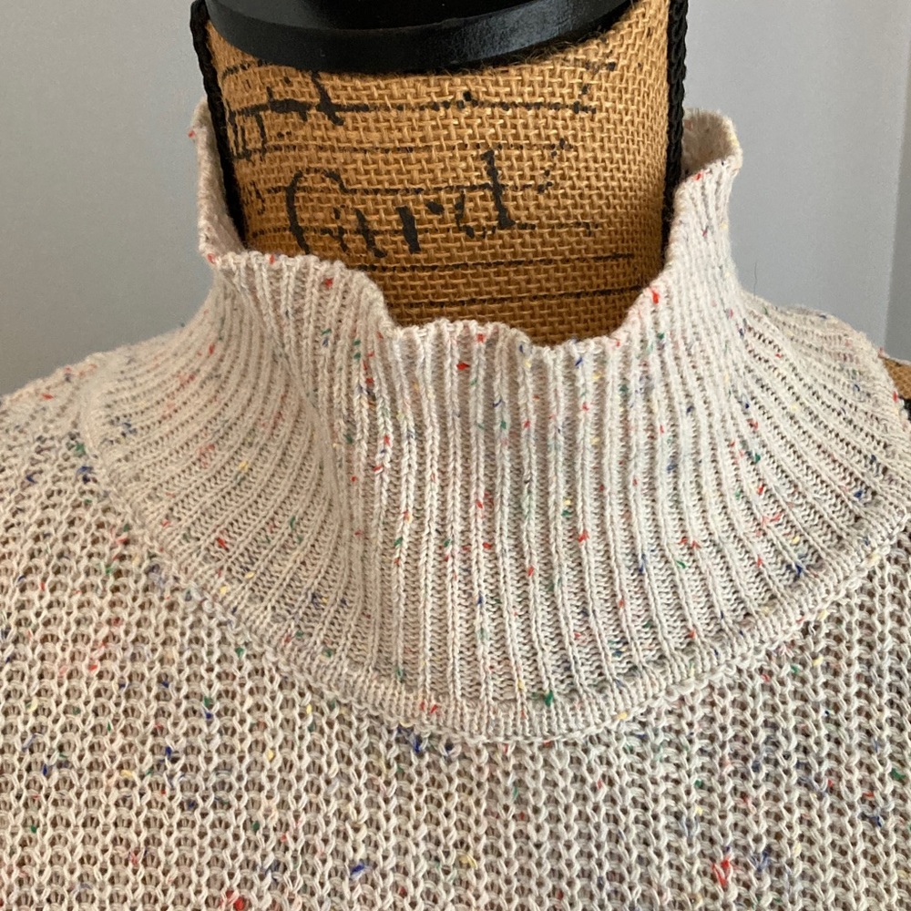 Cozy Cream Distressed Turtleneck Sweater No Size Tag - Picture 3 of 16